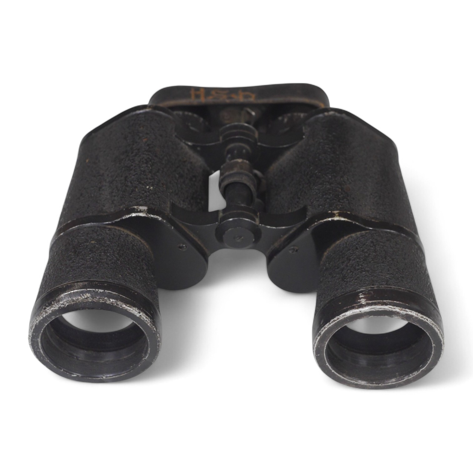 A pair of World War II German military binoculars, 17.5cm long. Condition - worn